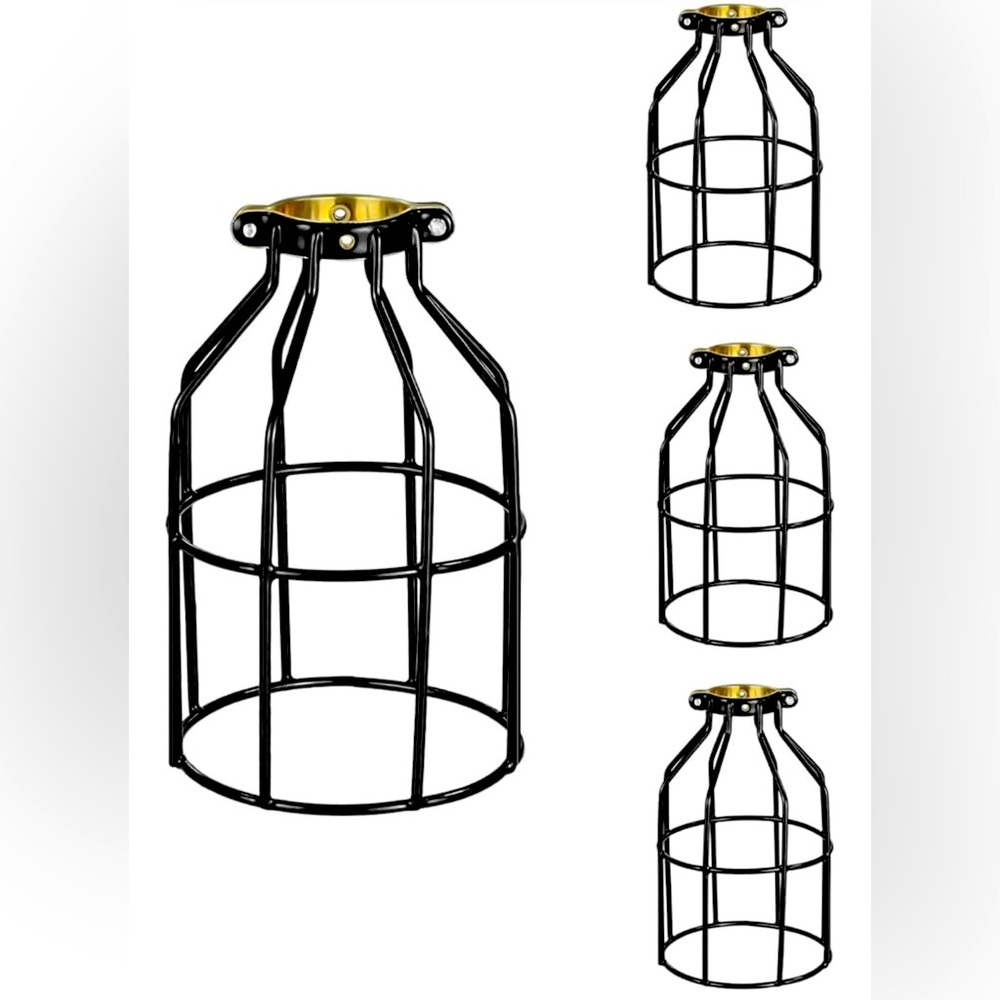 4ct. Farmhouse Light Cages (Black)
